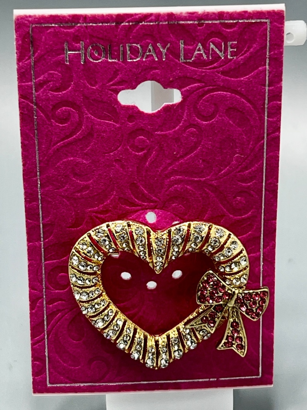 Holiday Lane  Crystal Hart Brooch/Pin